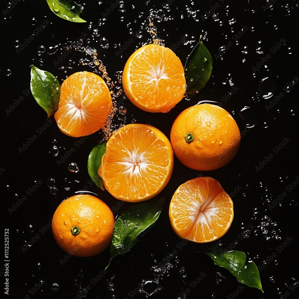 Vibrant Citrus Medley on a Sleek Black Canvas Vibrant Citrus Medley on a Sleek Black Canvas