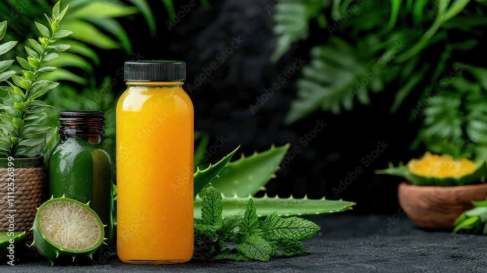 Refreshing aloe vera drink with pulp natural setting beverage showcase tropical vibe close-up view health concept Refreshing aloe vera drink with pulp natural setting beverage showcase tropical vibe close-up view health concept