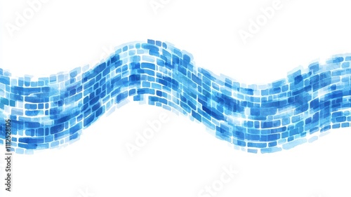 Illustration of Water Flow Representing Data Leakage with Blue Mosaic Effect