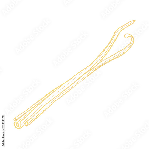 A yellow and gold colored stick with a curved end