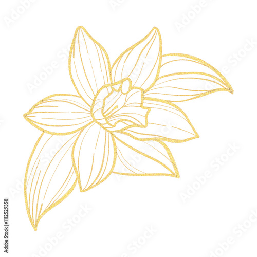 A gold flower with a white stem