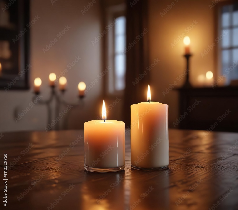 Burning candle in a dimly lit room with a peaceful atmosphere, burning candle, serene surroundings Burning candle in a dimly lit room with a peaceful atmosphere, burning candle, serene surroundings