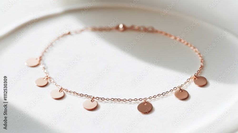 Elegant Rose Gold Bracelet with Small Round Charms Perfect for Accessories and Fashion Photography, Showcasing Delicate Design and Chic Aesthetics Elegant Rose Gold Bracelet with Small Round Charms Perfect for Accessories and Fashion Photography, Showcasing Delicate Design and Chic Aesthetics