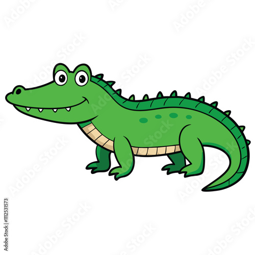 Crocodile cartoon, vector illustration. Crocodile clipart, isolated on a white background.