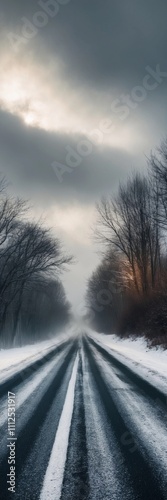 Sketch Drawing Road Winter Themed Wallpaper Background