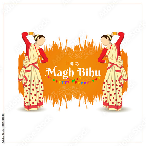 Vector illustration of Happy Magh Bihu social media template
