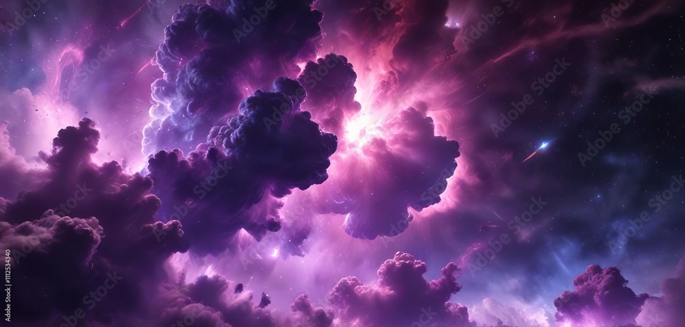 Luminous purple gas clouds in a vibrant nebula, purple, luminescent Luminous purple gas clouds in a vibrant nebula, purple, luminescent