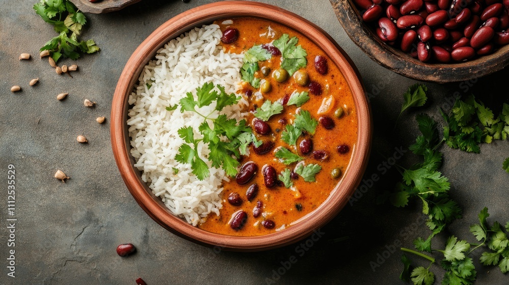 Creamy Red Bean Curry with Fragrant Rice and Fresh Herbs Creamy Red Bean Curry with Fragrant Rice and Fresh Herbs