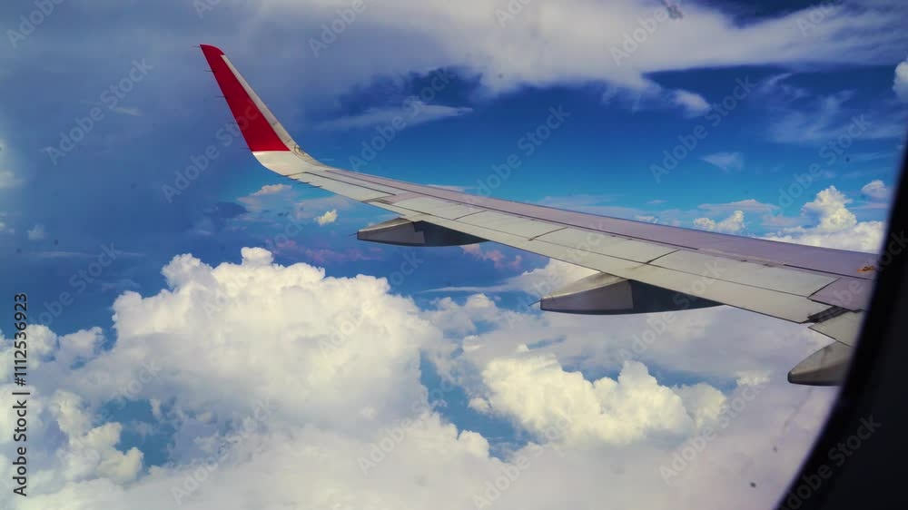 Beautiful view of airplane window overlooking city of India