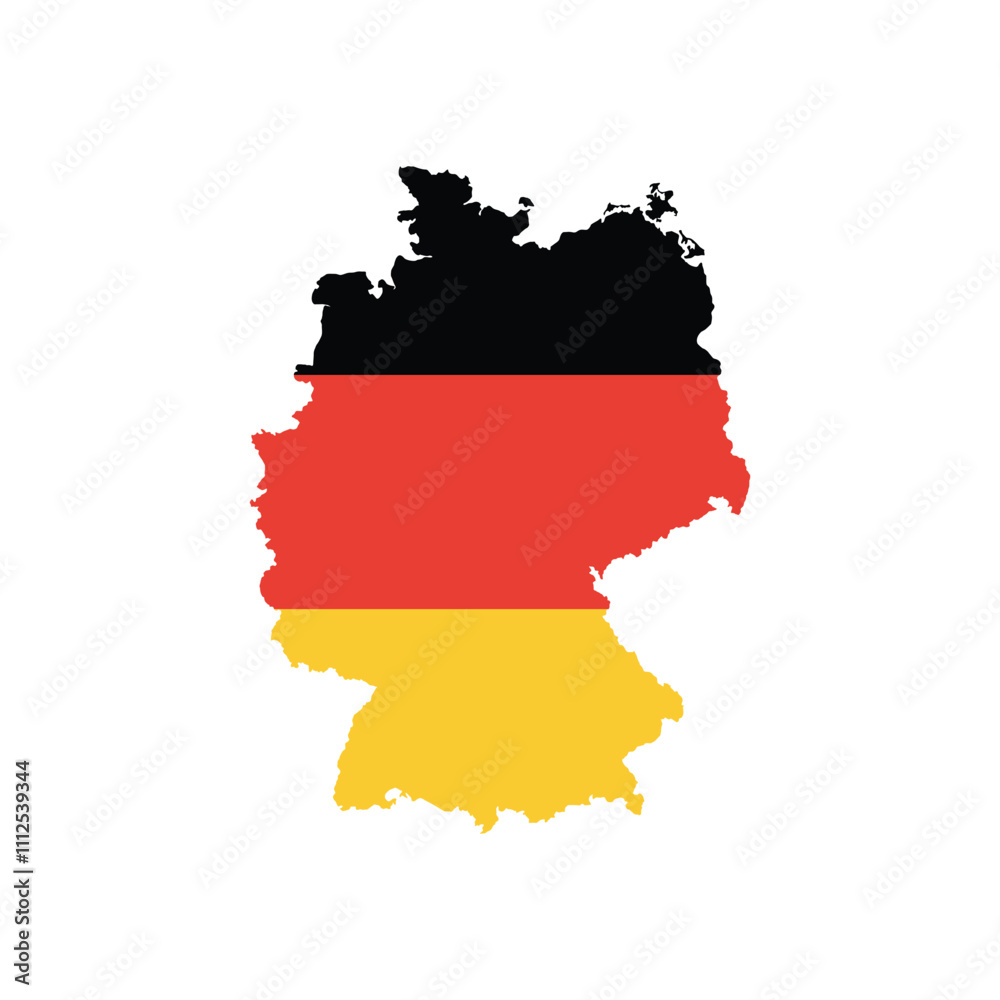 Map of Germany overlaid with the national flag's black, red, and gold stripes, symbolizing German unity and identity. Map of Germany overlaid with the national flag's black, red, and gold stripes, symbolizing German unity and identity.