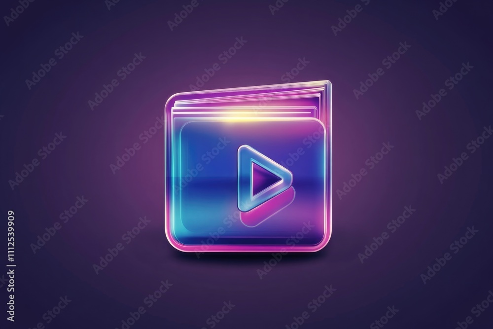 A purple and blue play button on a purple background A purple and blue play button on a purple background