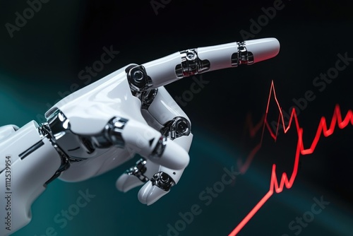 Robotics technology pointing at safety indicator, suitable for illustrations about automation and innovation