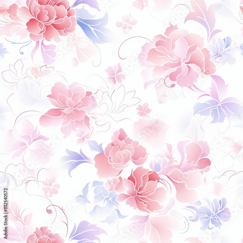 Elegant watercolor Floral Seamless Pattern with Delicate Flowers