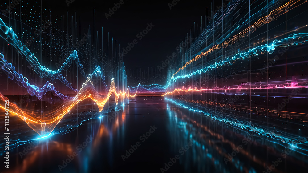 Digital background perfect for tech processes, neural networks, artificial intelligence, data transfer and encryption, digital archives, sound and graphic presentations, science, education, etc. Digital background perfect for tech processes, neural networks, artificial intelligence, data transfer and encryption, digital archives, sound and graphic presentations, science, education, etc.