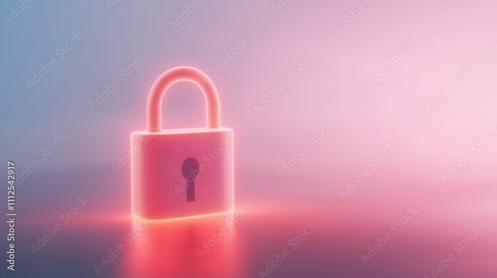 Glowing lock protecting digital bank accounts, symbolizing insurance and financial security Glowing lock protecting digital bank accounts, symbolizing insurance and financial security