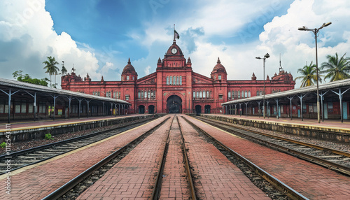 iconic Howrah Railway Station in Kolkata showcases stunning architecture and vibrant colors, surrounded by dramatic sky