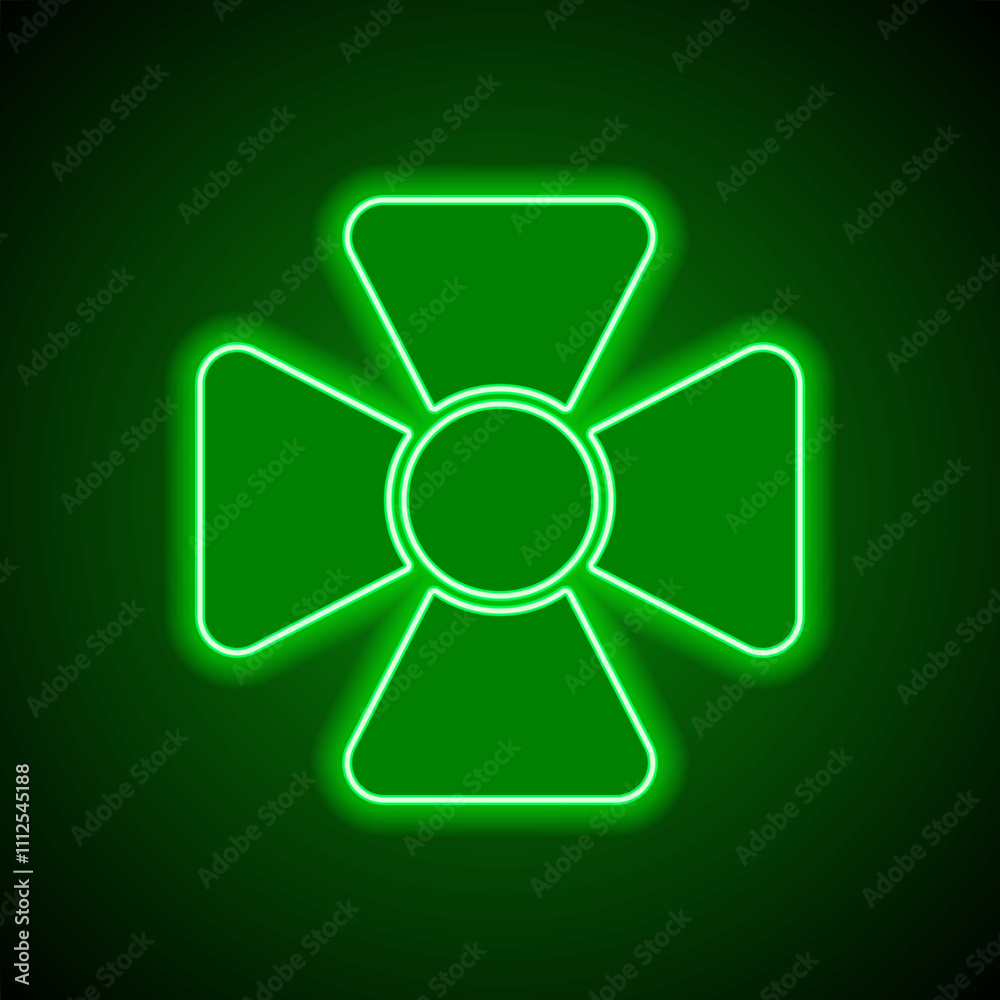 Cross simple icon, vector. Flat design. Green neon on black background with green light Cross simple icon, vector. Flat design. Green neon on black background with green light
