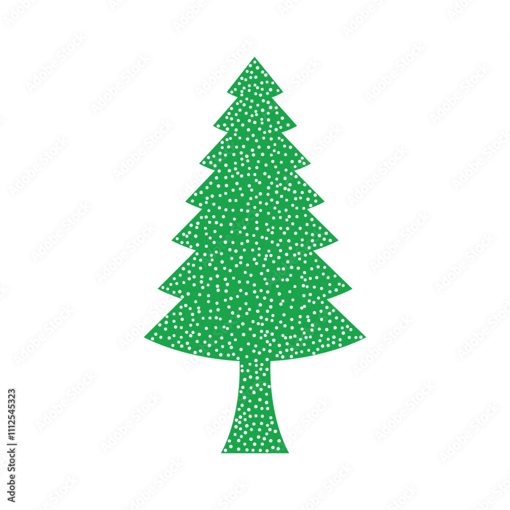 Fototapeta premium Green christmas trees in on white background. merry christmas tree made of white dots. snow needles. green christmas tree vector art work. happy new year