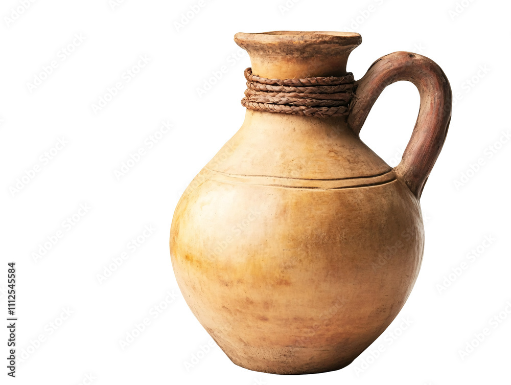 a clay jug with a handle a clay jug with a handle