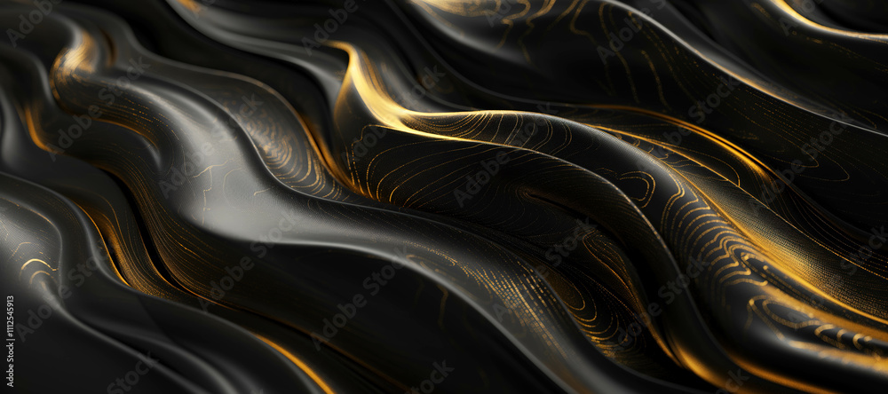 Fototapeta premium glowing wave of gold and black color background 38