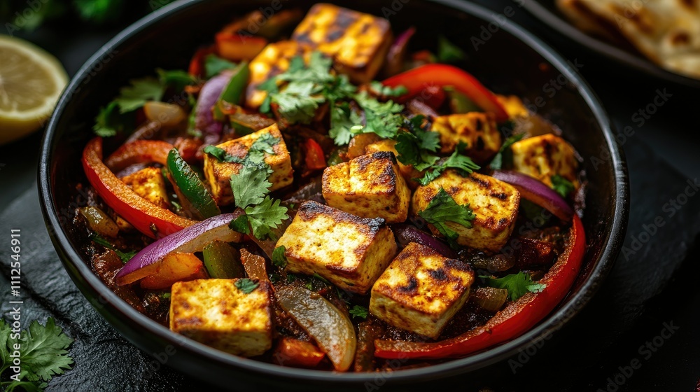 Colorful Tofu Stir-Fry with Vegetables and Fresh Herbs Garnish Colorful Tofu Stir-Fry with Vegetables and Fresh Herbs Garnish