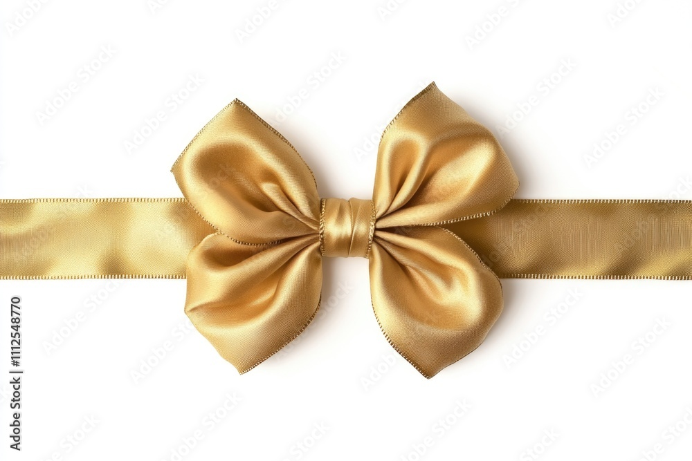 A beautiful golden ribbon tied into a large bow A beautiful golden ribbon tied into a large bow
