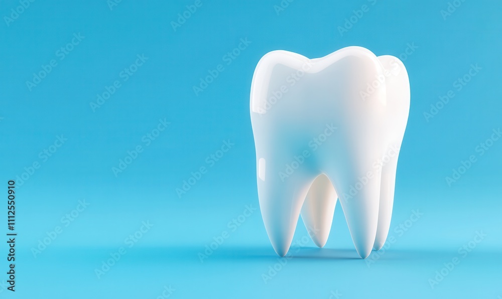 A clean, realistic tooth model on a vibrant blue background, perfect for dental health and hygiene concepts. A clean, realistic tooth model on a vibrant blue background, perfect for dental health and hygiene concepts.