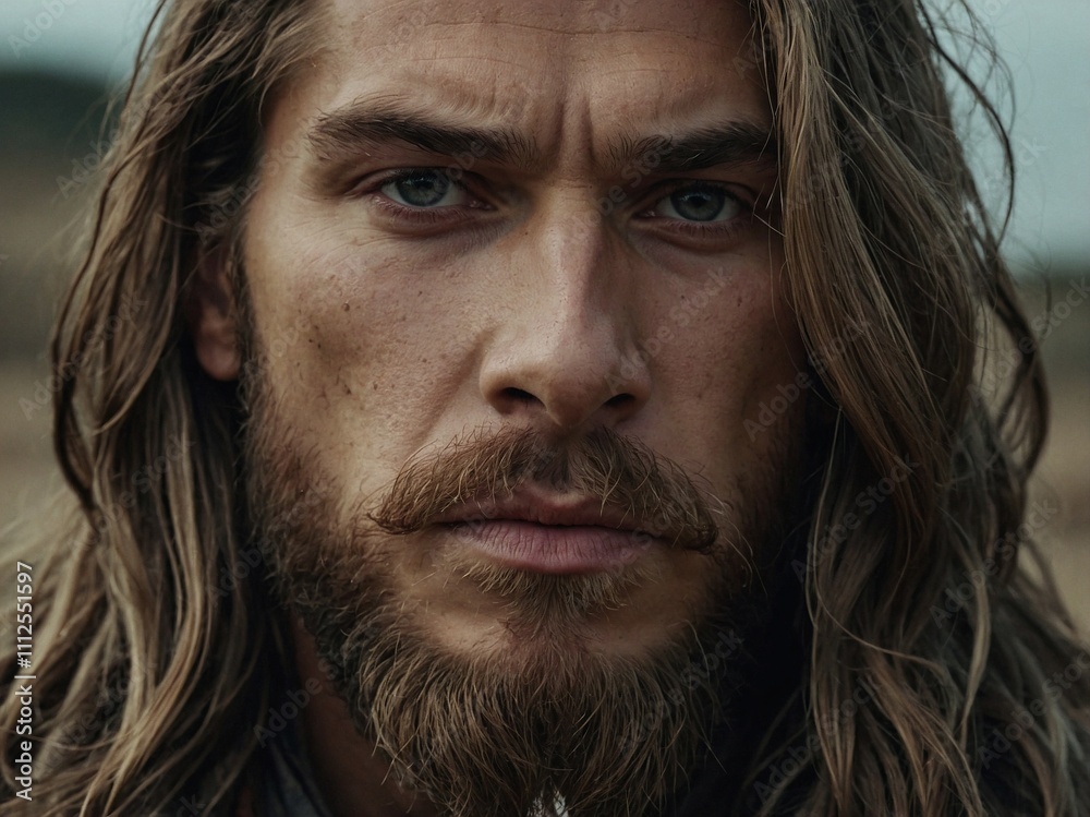 Regal presence of a tall king with long hair Regal presence of a tall king with long hair
