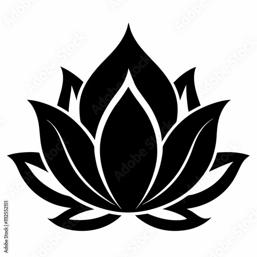 Lotus Petal vector silhouette black design white background