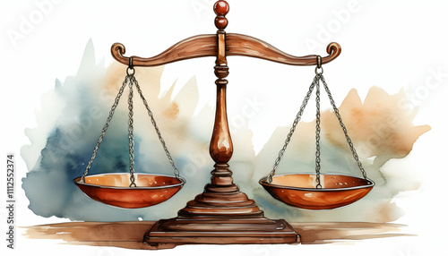 Balance Scale. isolated on white. watercolor clipart illustration with isolated background