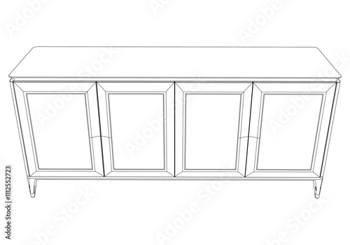 Chest of drawers outline icon. Line art illustration of TV stand, dresser. Modern commode, furniture in scandinavian style for home interior. Linear vector illustration isolated on white background