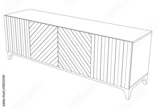 Chest of drawers outline icon. Line art illustration of TV stand, dresser. Modern commode, furniture in scandinavian style for home interior. Linear vector illustration isolated on white background