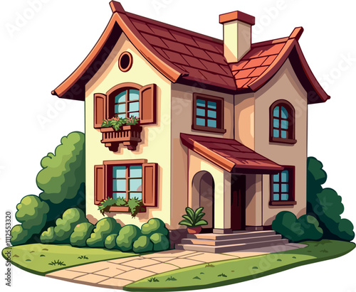 A villa with a garden