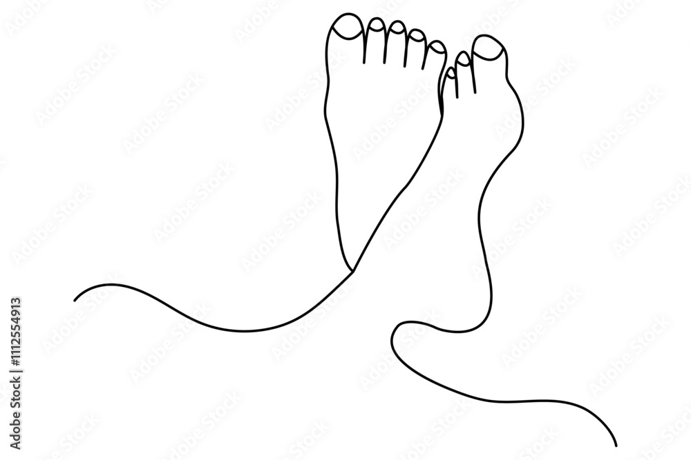 Foot sole continuous one line drawing with isolated outline vector illustration design Foot sole continuous one line drawing with isolated outline vector illustration design
