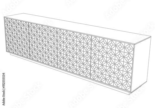 Chest of drawers outline icon. Line art illustration of TV stand, dresser. Modern commode, furniture in scandinavian style for home interior. Linear vector illustration isolated on white background