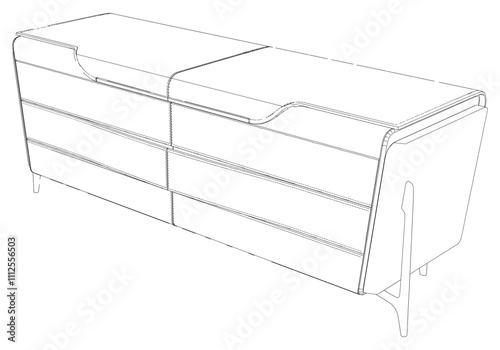 Chest of drawers outline icon. Line art illustration of TV stand, dresser. Modern commode, furniture in scandinavian style for home interior. Linear vector illustration isolated on white background