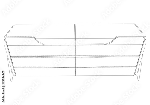 Chest of drawers outline icon. Line art illustration of TV stand, dresser. Modern commode, furniture in scandinavian style for home interior. Linear vector illustration isolated on white background