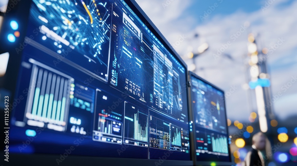 Fototapeta premium Close-up of data analytics screen in operation