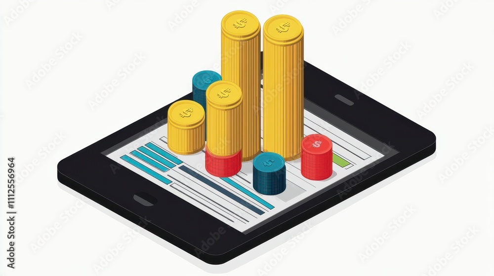 Vibrant Financial Planning Illustration on Tablet Vibrant Financial Planning Illustration on Tablet