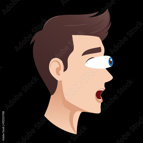 Surprised Character with Popping Out Eyes Cartoon Illustration