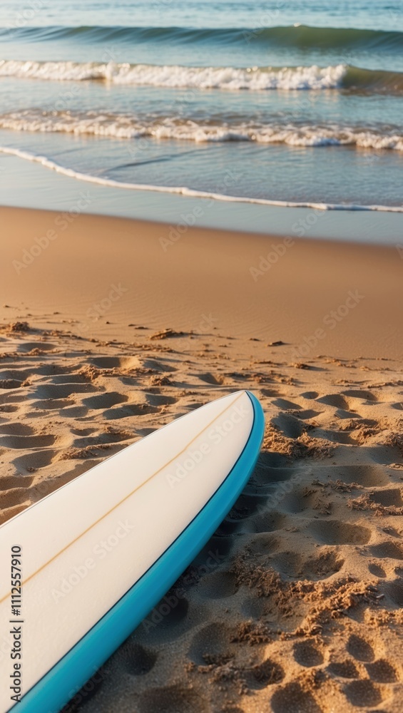 Obraz premium Tranquil Surfboard at Sunset Beach