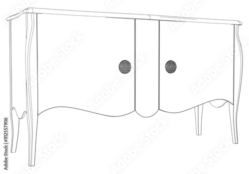 Chest of drawers outline icon. Line art illustration of TV stand, dresser. Modern commode, furniture in scandinavian style for home interior. Linear vector illustration isolated on white background