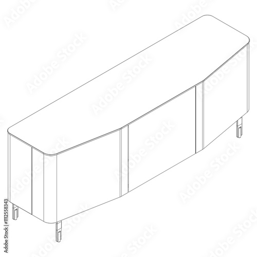 Chest of drawers outline icon. Line art illustration of TV stand, dresser. Modern commode, furniture in scandinavian style for home interior. Linear vector illustration isolated on white background