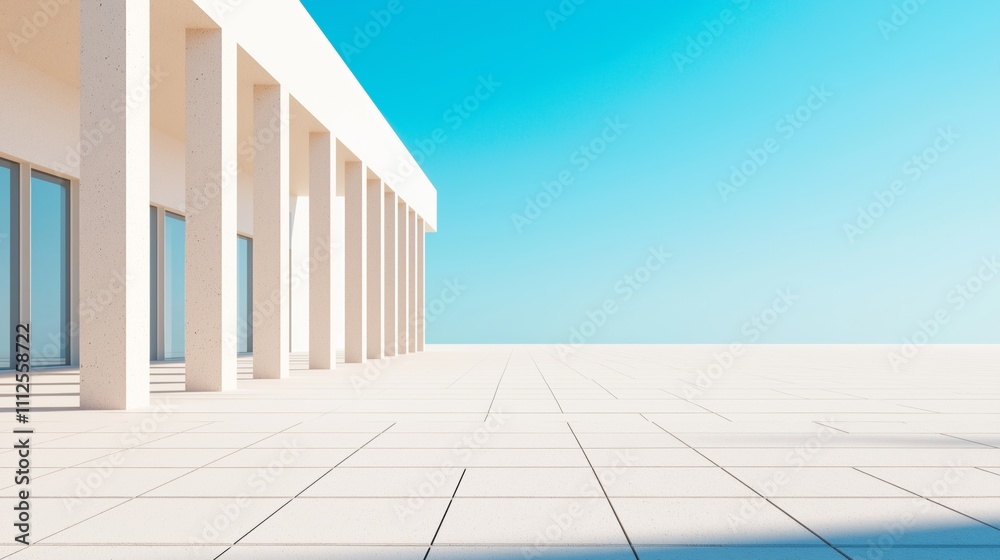 Fototapeta premium Modern architectural space with clean lines and bright sky at midday.
