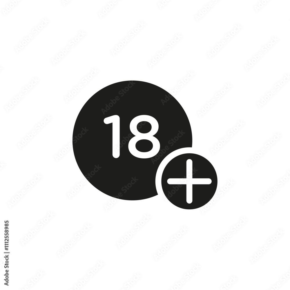 18 Plus icon Symbol mark in Outline style 18 Plus icon Symbol mark in Outline style