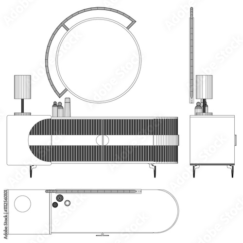 Chest of drawers outline icon. Line art illustration of TV stand, dresser. Modern commode, furniture in scandinavian style for home interior. Linear vector illustration isolated on white background