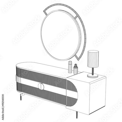 Chest of drawers outline icon. Line art illustration of TV stand, dresser. Modern commode, furniture in scandinavian style for home interior. Linear vector illustration isolated on white background