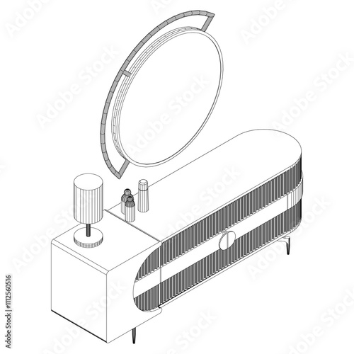 Chest of drawers outline icon. Line art illustration of TV stand, dresser. Modern commode, furniture in scandinavian style for home interior. Linear vector illustration isolated on white background