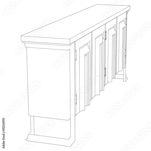 Chest of drawers outline icon. Line art illustration of TV stand, dresser. Modern commode, furniture in scandinavian style for home interior. Linear vector illustration isolated on white background