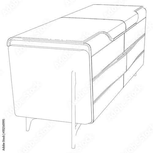 Chest of drawers outline icon. Line art illustration of TV stand, dresser. Modern commode, furniture in scandinavian style for home interior. Linear vector illustration isolated on white background